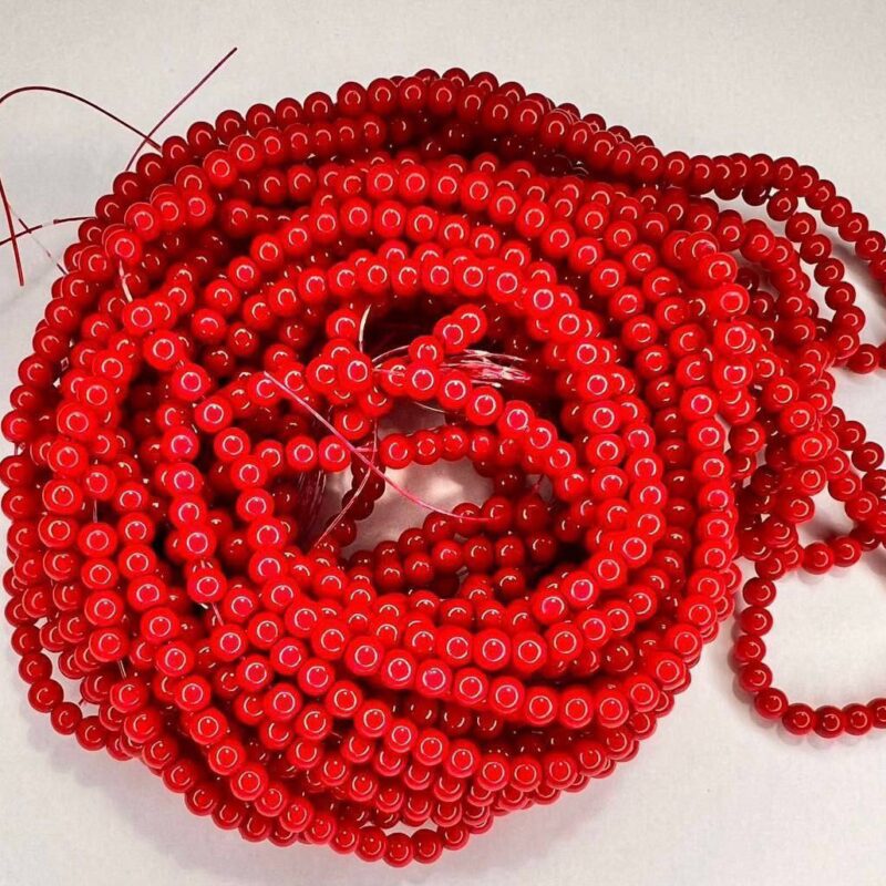 Перли скляні 4мм, Червоні