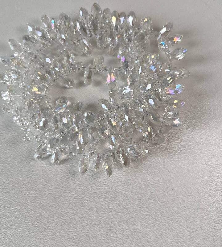 Хрусталь 6х12 мм, колір білий прозорий з переливом