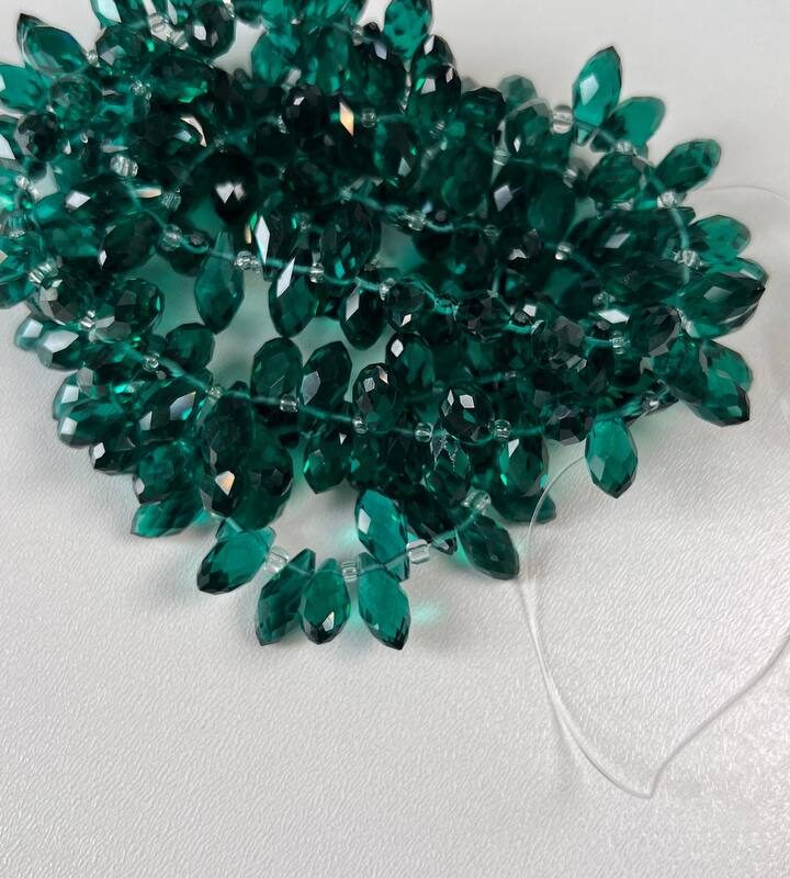 Хрусталь 6х12 мм, колір ізумрудний  прозорий
