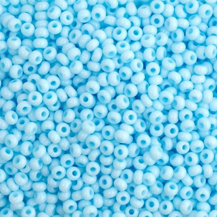 03434 10/0 чеський бісер Preciosa,  блакитний, непрозорий крейдяний сольгель