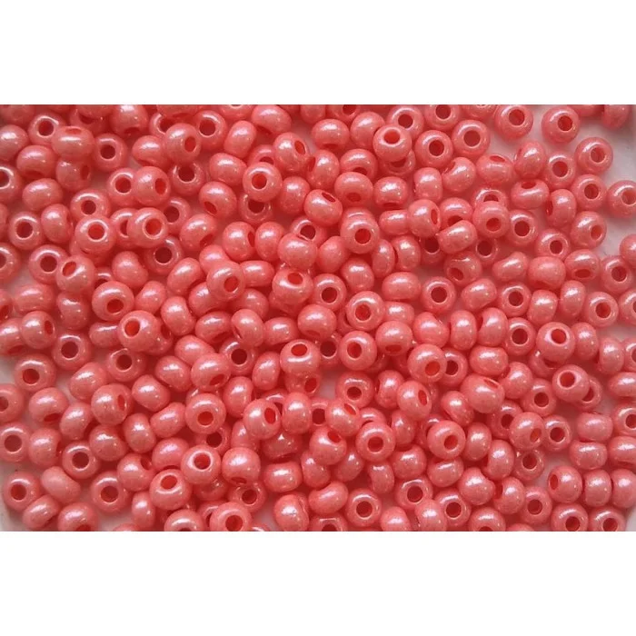 09651 10/0 чеський бісер Preciosa,  кораловий, непрозорий, крейдяний, сольгель