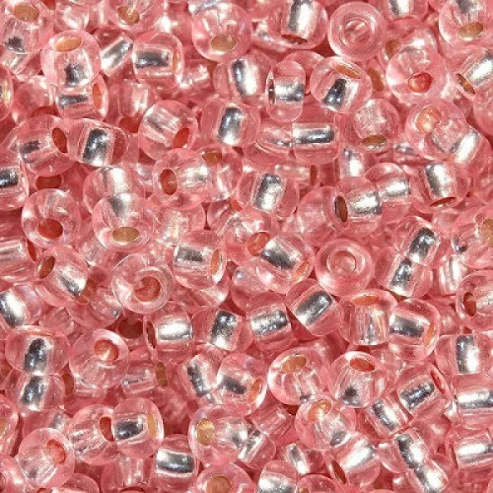 08273 10/0 чеський бісер Preciosa, рожевий, кристальний з блискучим срібним отвором