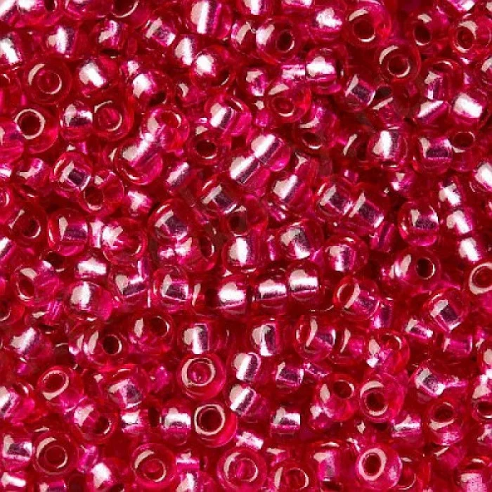 08298 10/0 чеський бісер Preciosa,  малиновий, кристальний з блискучим срібним отвором