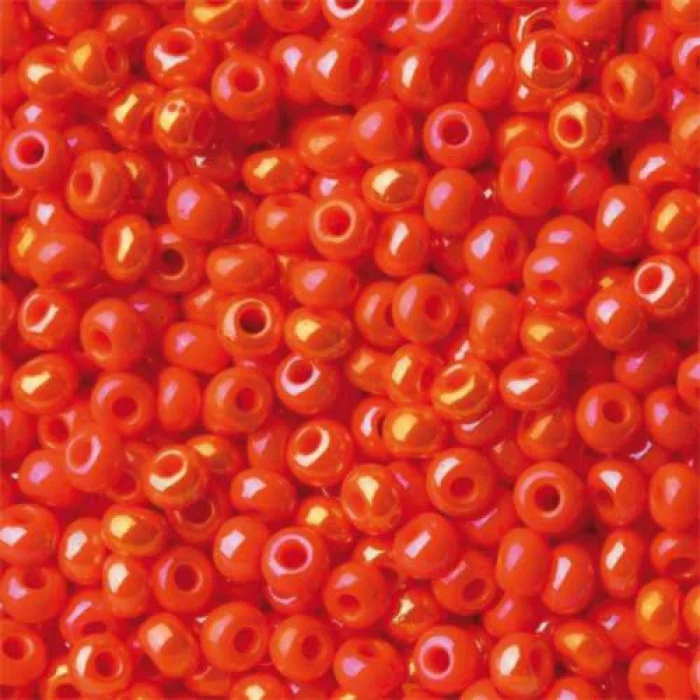 94140 10/0 чеський бісер Preciosa,  морквяний, непрозорий райдужний