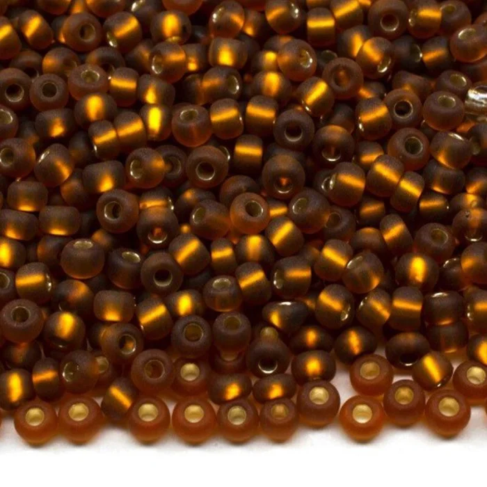 17090 matt 10/0 чеський бісер Preciosa,  коричневий світлий, прозорий з блискучим срібним отвором матовий