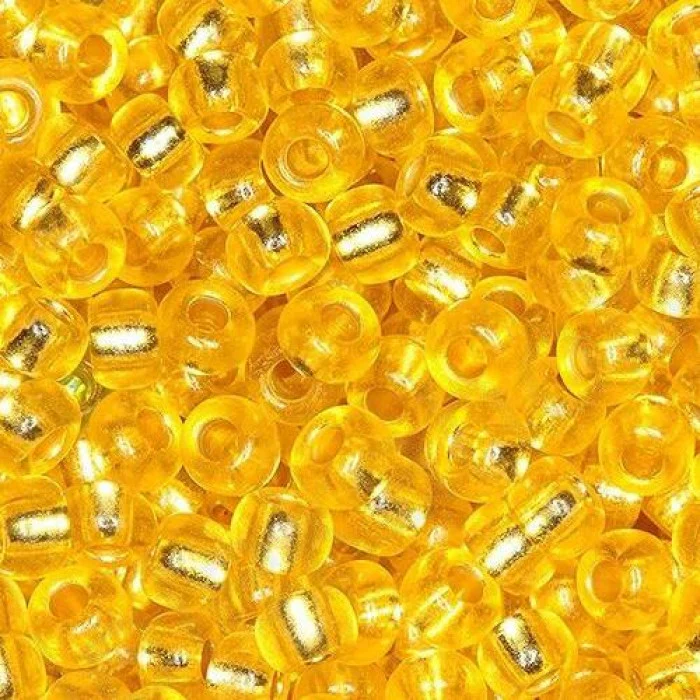 08286 10/0 чеський бісер Preciosa, жовтий, кристальний з блискучим срібним отвором