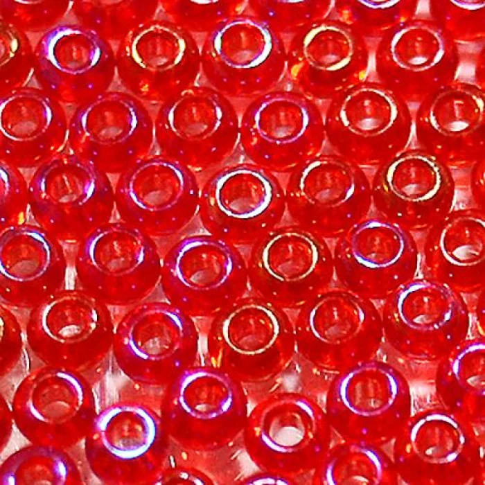 91070 10/0 чеський бісер Preciosa, червоний, прозорий райдужний