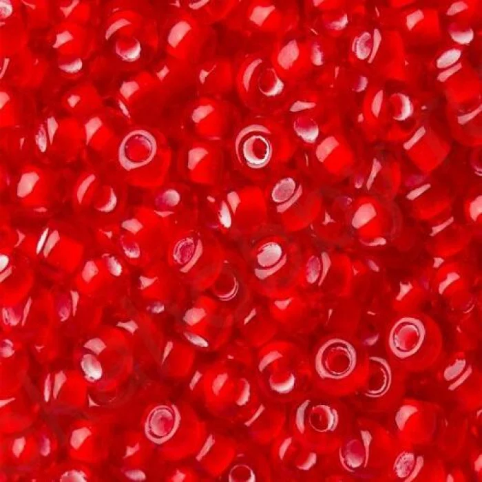 95076 10/0 чеський бісер Preciosa,червоний, прозорий з білим отвором