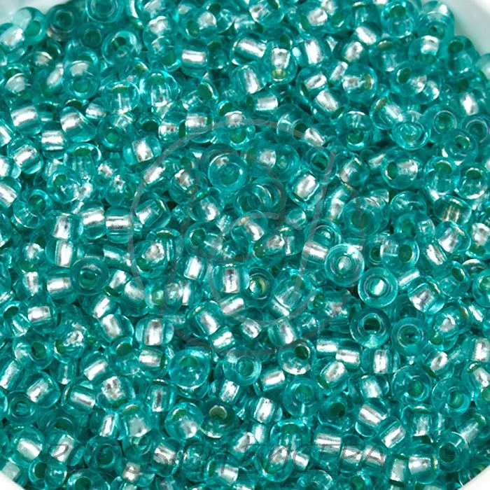 78165 10/0 чеський бісер Preciosa,  бірюзовий, кристальний сольгель з блискучим срібним отвором