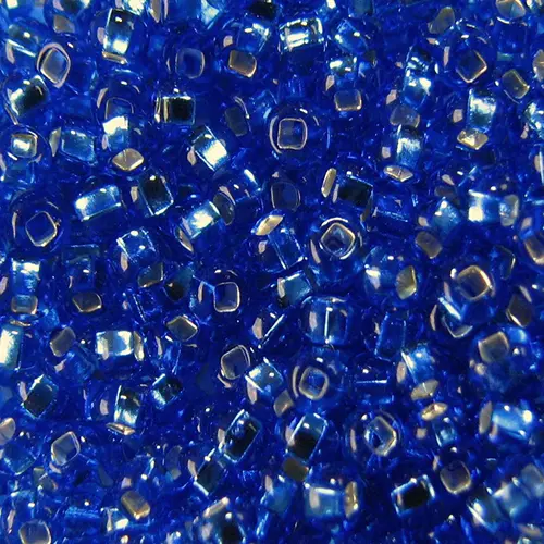 37050 10/0 чеський бісер Preciosa, синій, прозорий з блискучим срібним отвором