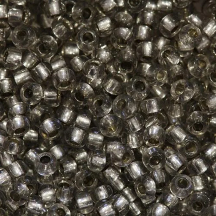 78141 10/0 чеський бісер Preciosa,  сірий, кристальний сольгель з блискучим срібним отвором