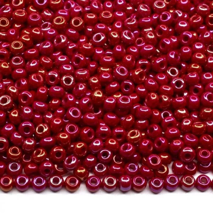 94210 10/0 чеський бісер Preciosa,  червоний темний, непрозорий райдужний