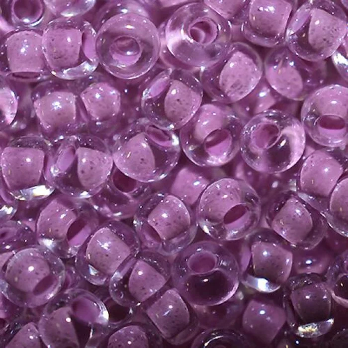 38626 10/0 чеський бісер Preciosa,  ліловий світлий, кристальний глазурований з фарбованим отвором