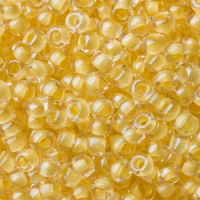 38681 10/0 чеський бісер Preciosa, жовтий світлий, кристальний глазурований з фарбованим отвором