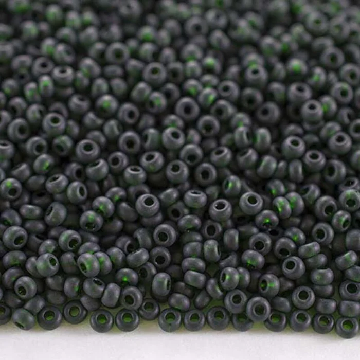 50150 matt 10/0 чеський бісер Preciosa,  чорнильно-зелений, прозорий матовий