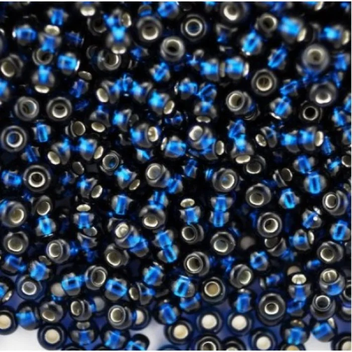 67100 10/0 чеський бісер Preciosa,  синій темний, прозорий з блискучим срібним отвором