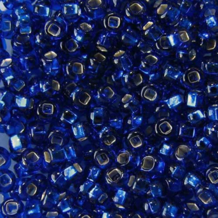 67300 10/0 чеський бісер Preciosa, синій, прозорий з блискучим срібним отвором