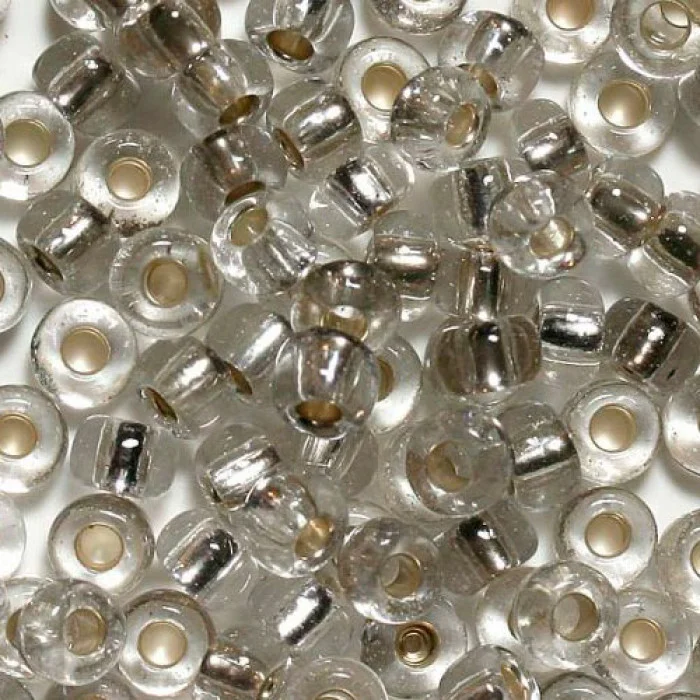 78102 10/0 чеський бісер Preciosa,  кришталевий, прозорий з блискучим срібним отвором