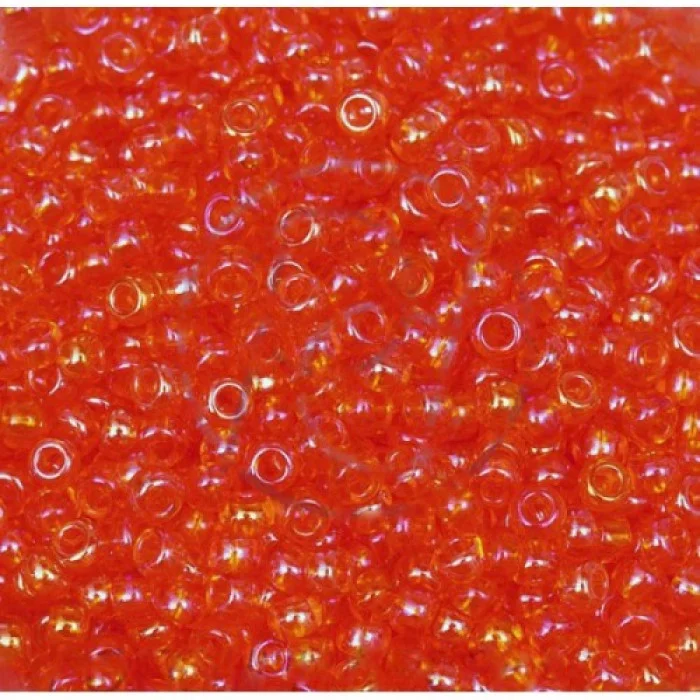 91050 10/0 чеський бісер Preciosa, червоний яскравий, прозорий райдужний