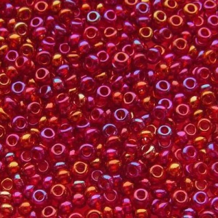 91090 10/0 чеський бісер Preciosa, червоний темний, прозорий райдужний