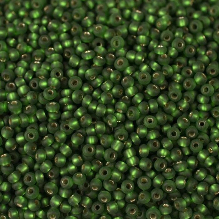 57120 matt 10/0 чеський бісер Preciosa, зелений темний, прозорий з блискучим срібним отвором матовий