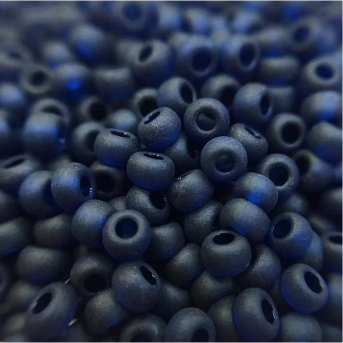 60100 matt 10/0 чеський бісер Preciosa,  синій темний, прозорий матовий