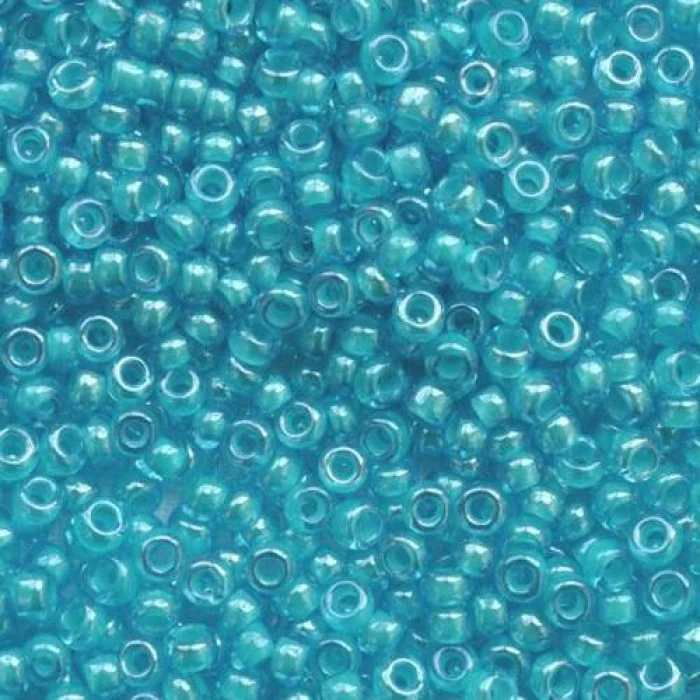 61015 10/0 чеський бісер Preciosa, блакитний, прозорий глянцевий, кольоровий отвір