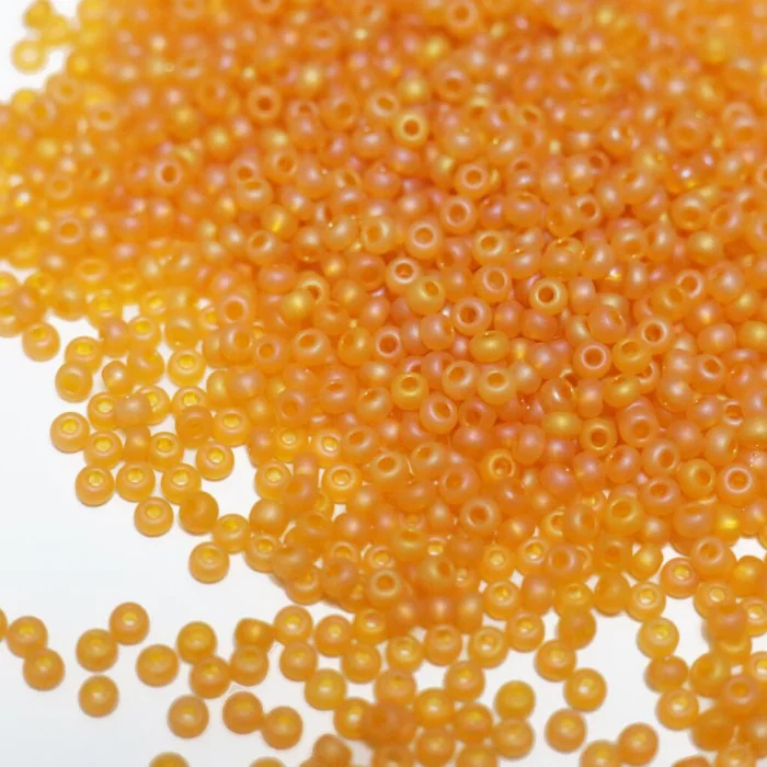 81060 matt 10/0 чеський бісер Preciosa, жовтий темний, прозорий райдужний матовий