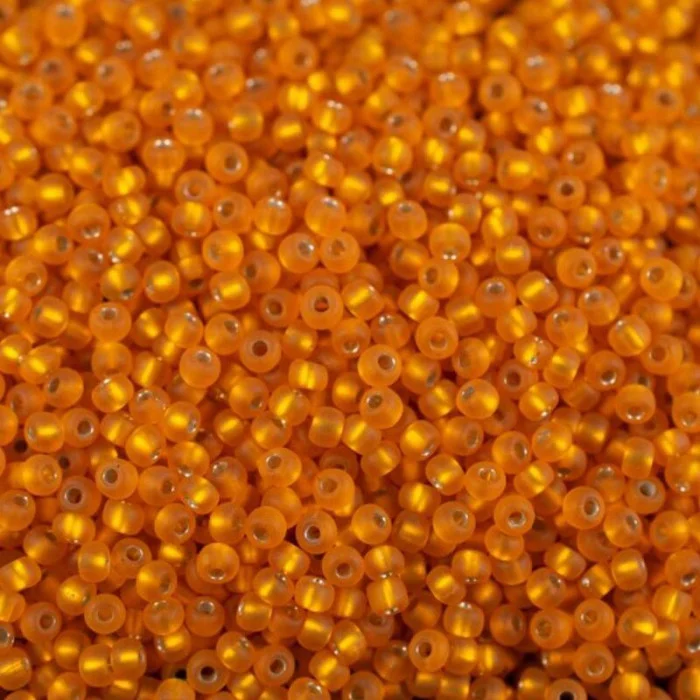 87060 matt 10/0 чеський бісер Preciosa,  жовтий темний, прозорий з блискучим срібним отвором матовий