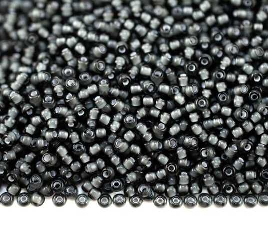 45016 10/0 чеський бісер Preciosa,  сірий, прозорий з білим отвором