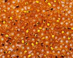 97000 10/0 чеський бісер Preciosa, помаранчевий, прозорий з блискучим срібним отвором