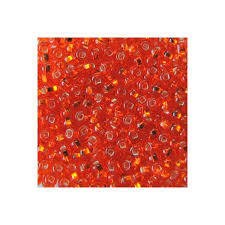 97030 10/0 чеський бісер Preciosa,  помаранчевий темний, прозорий з блискучим срібним отвором