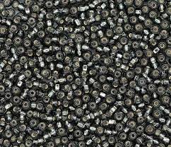 47010 10/0 чеський бісер Preciosa, чорнильно-сірий, прозорий з блискучим срібним отвором
