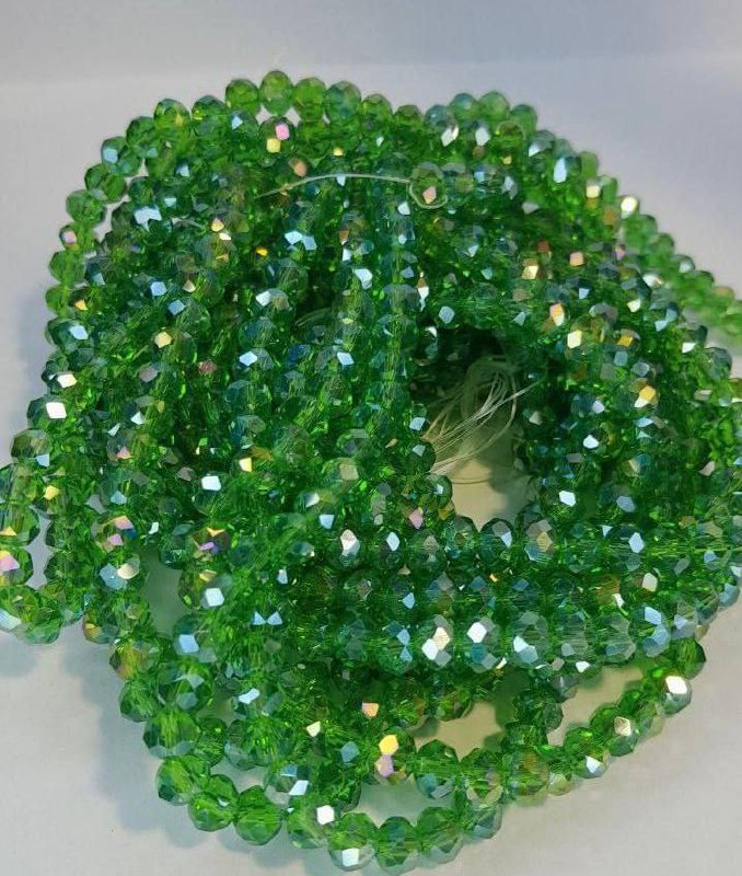 Ронделі 6мм салатовий з переливом  прозора