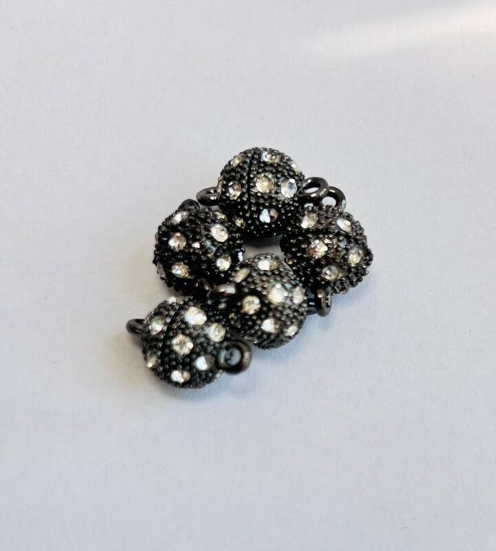 Магнітна застібка 10мм , чорна зі стразами