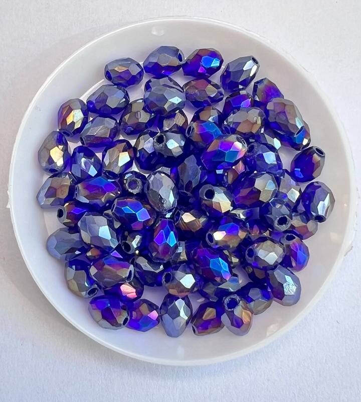 Капелька 6х8 мм, синій прозорий з переливом