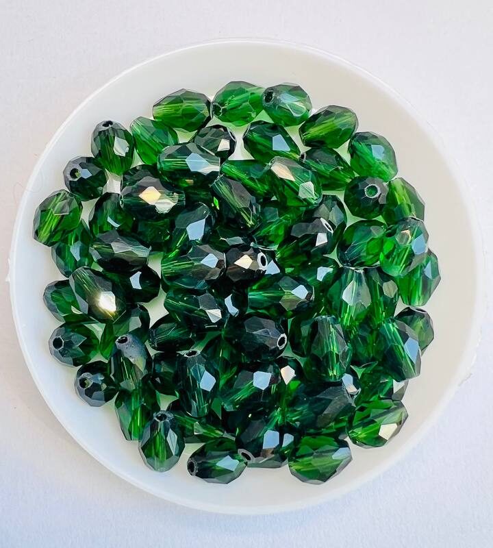 Капелька 6х8 мм, темно зелений прозорий