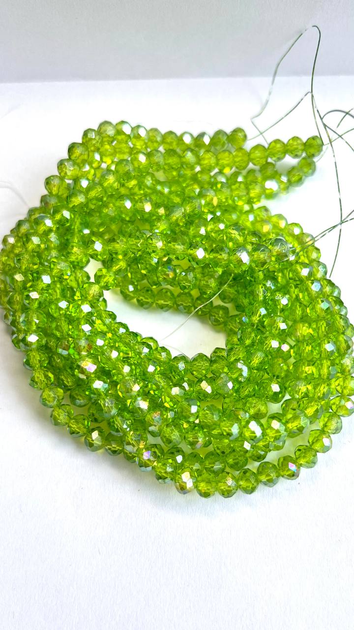 Ронделі 6мм, Травʼянистий світлий з переливом прозорий Ронделі 6мм, Травʼянистий світлий з переливом прозорий