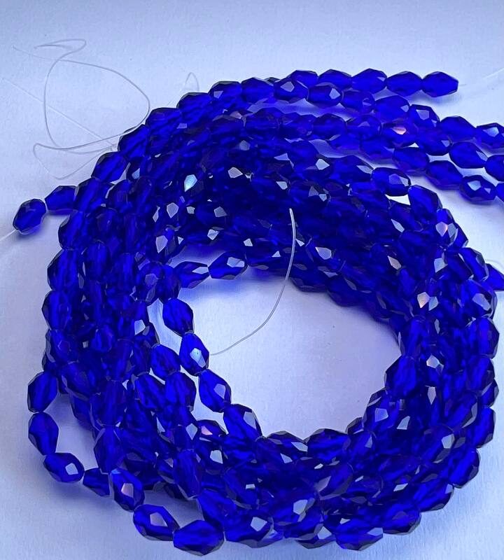 Капелька 4х6 мм, синій прозорий