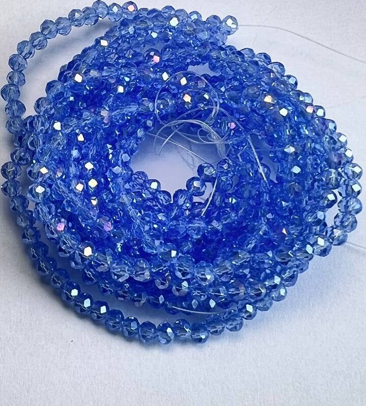 Ронделі 4 мм, світло синій з переливом прозорий