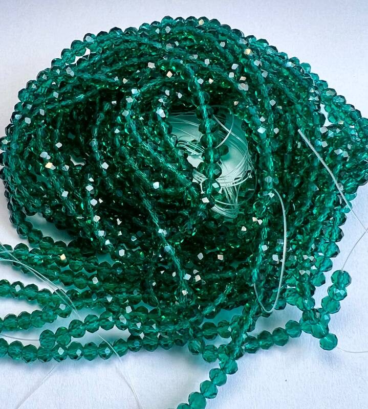 Ронделі 4 мм, ізумрудний прозорий 50710