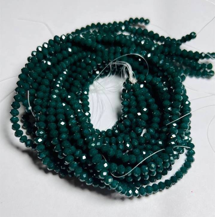 Ронделі 4 мм, темно зелений натуральний