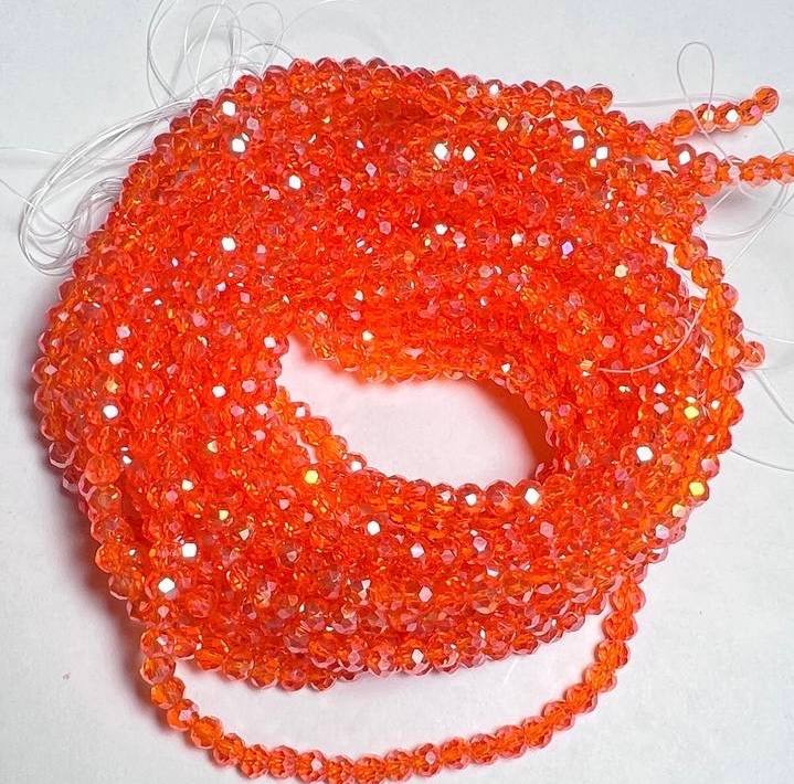 Ронделі 4 мм, оранжевий прозорий з переливом