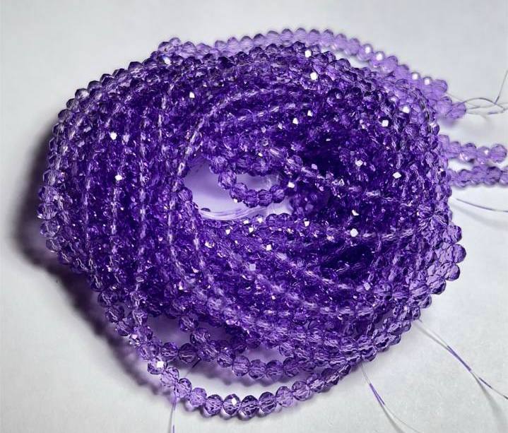 Ронделі 4 мм, фіолетовий прозорий