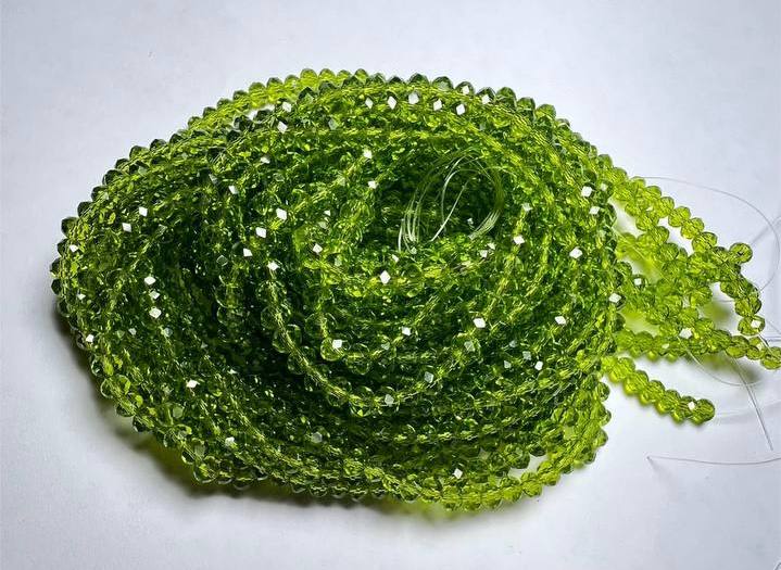 Ронделі 4 мм, оливковий прозорий