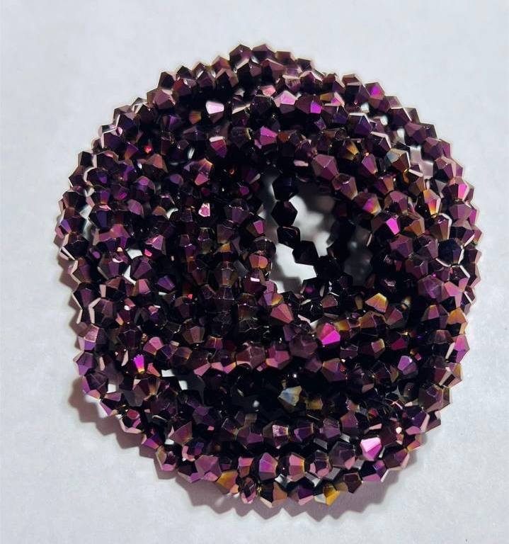 Біконуси 4 мм, баклажановий З переливом