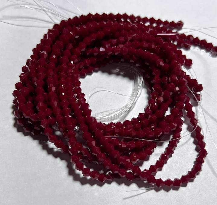 Біконуси 4 мм, бордовий натуральний