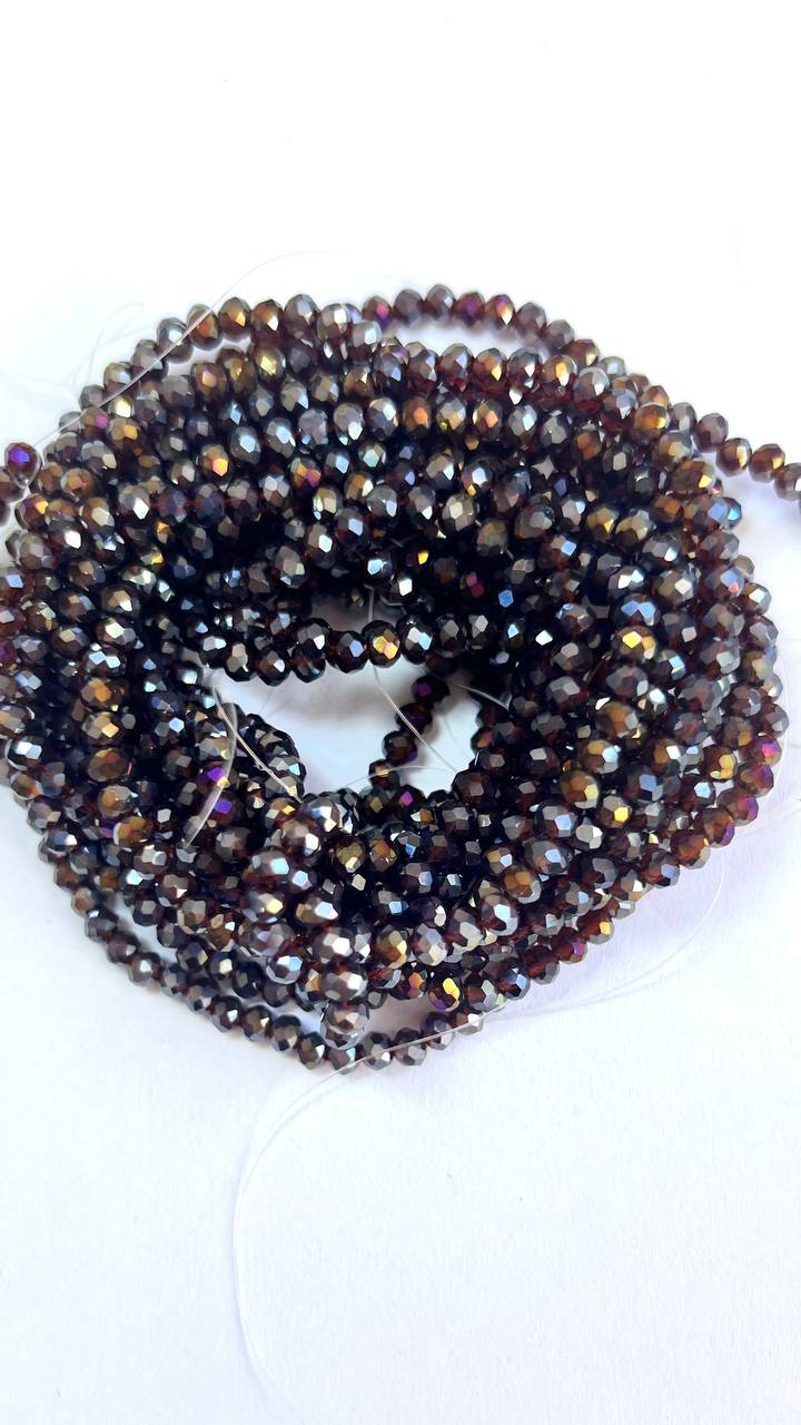 Ронделі 4 мм, темно коричновий прозорий з переливом Ронделі 4 мм, темно коричновий прозорий з переливом