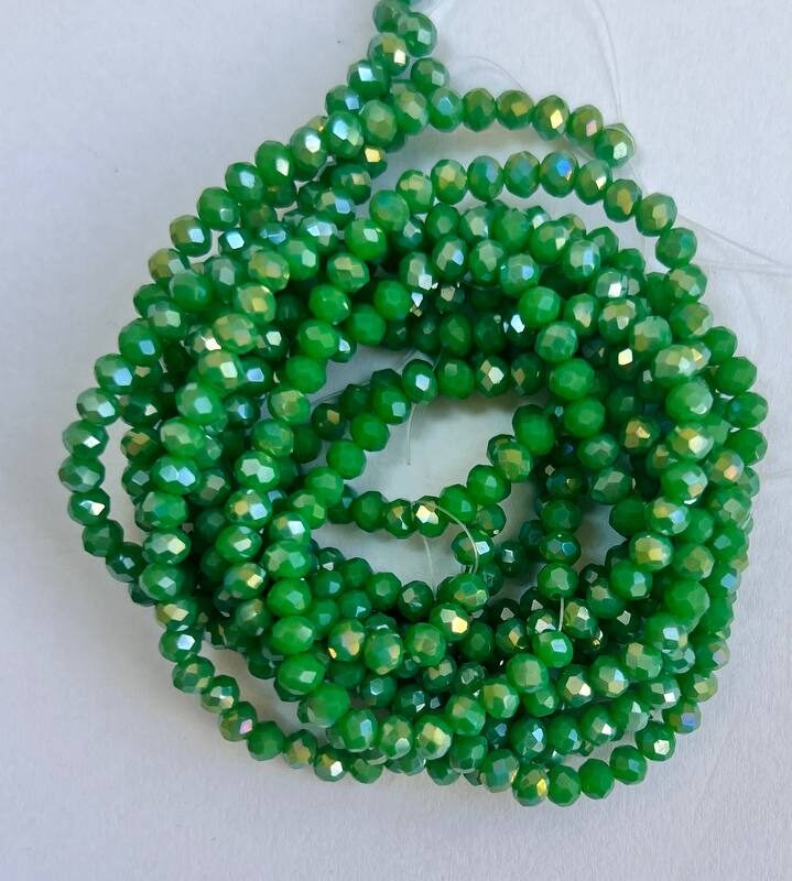 Ронделі 4 мм, зелений натуральний з переливом , 54210, 54230