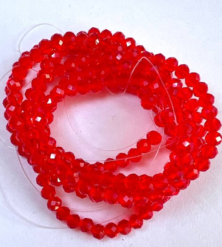 Ронделі 4 мм, червоний прозорий